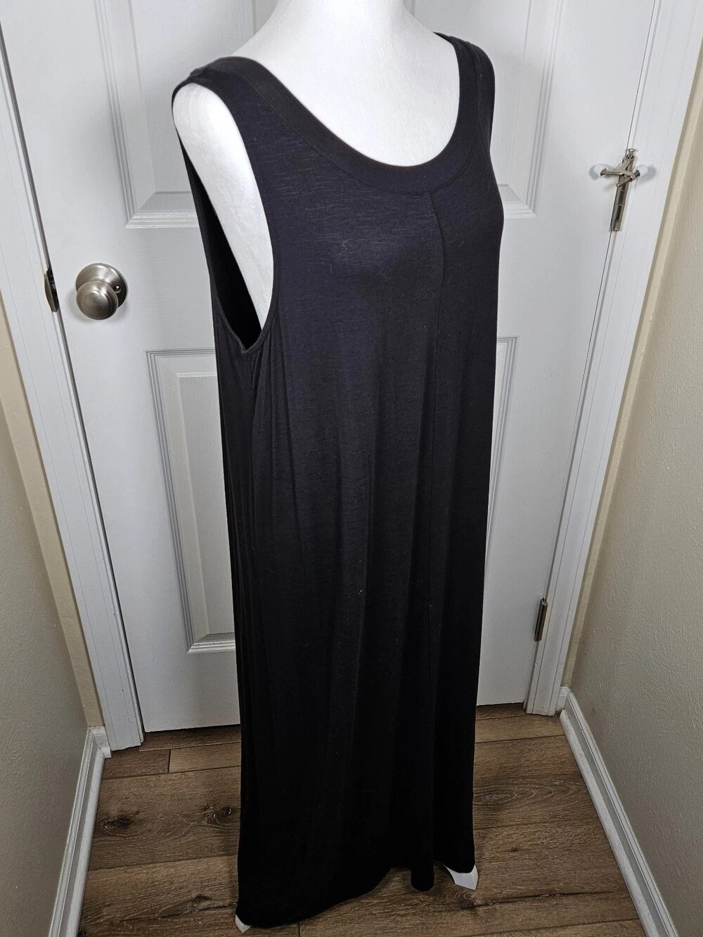 J.Jill Sleeveless Maxi Dress Scoop Neck Black Womens Sz Large Petite Vacation